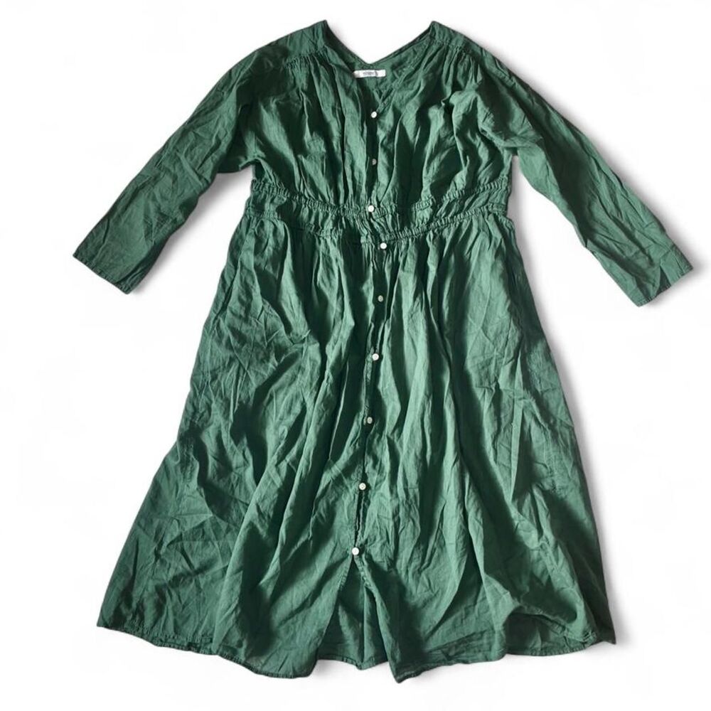 Relume whimsy green long sleeve flowy button down dress